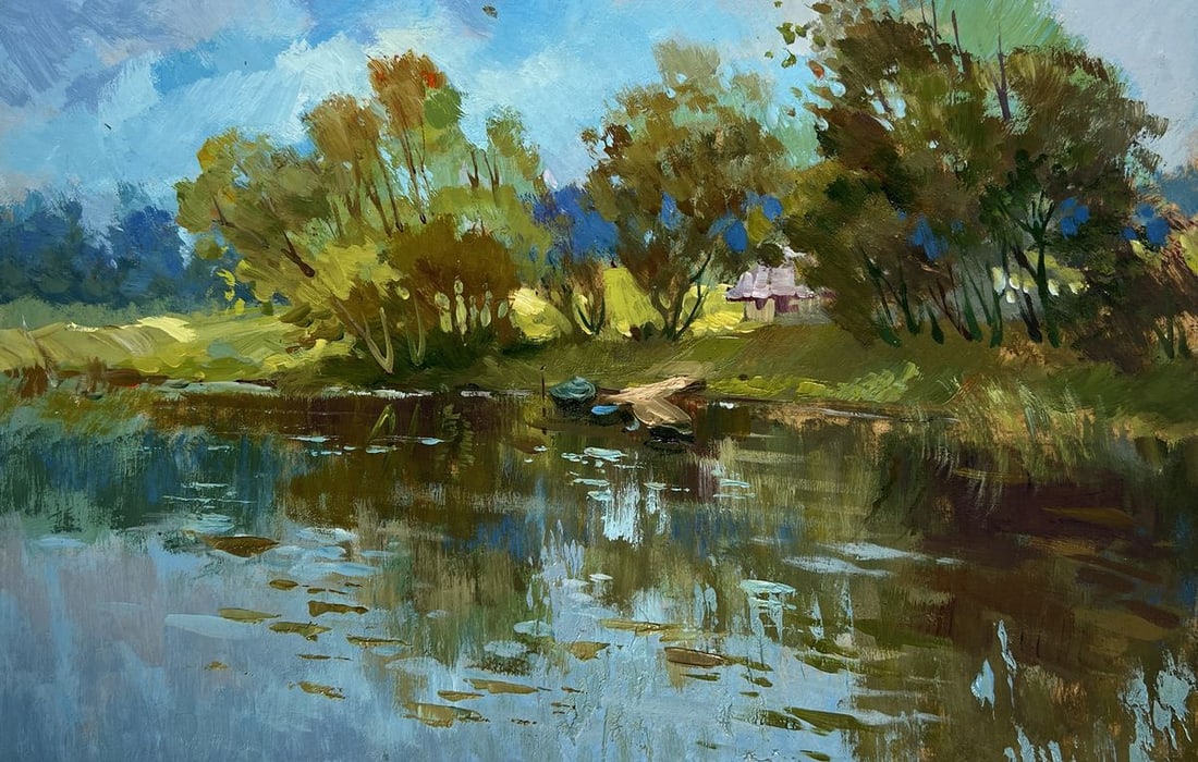 Oil painting A quiet ferryman in the village Yuriy Suprunchuk - 3