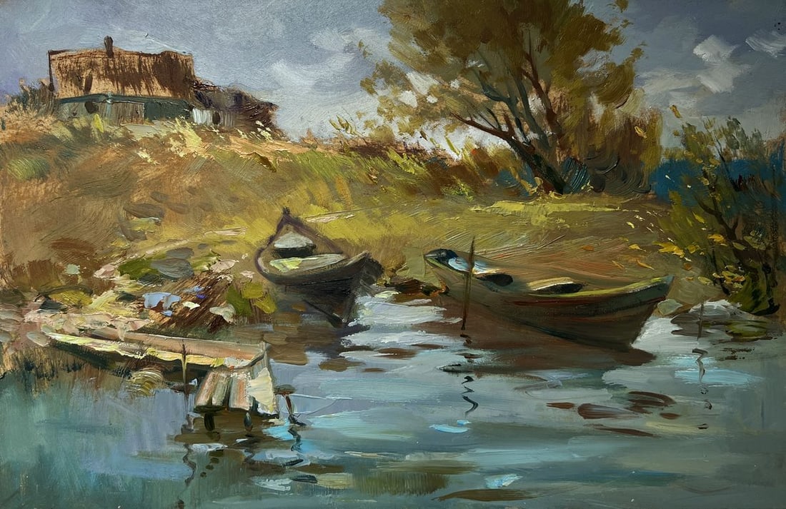 Oil painting Summer peace on the river Yuriy Suprunchuk - 3