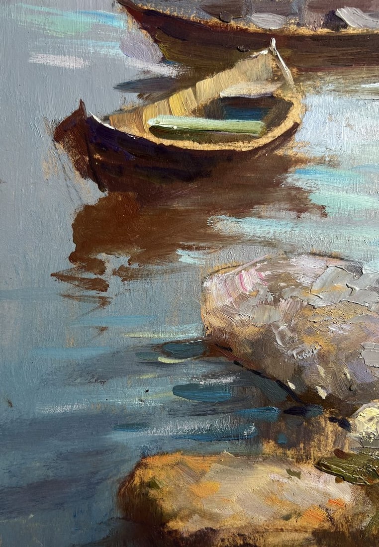 Oil painting There is a boat port in the village Yuriy Suprunchuk - 7