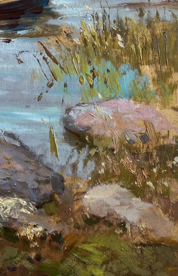 Oil painting There is a boat port in the village Yuriy Suprunchuk - 8