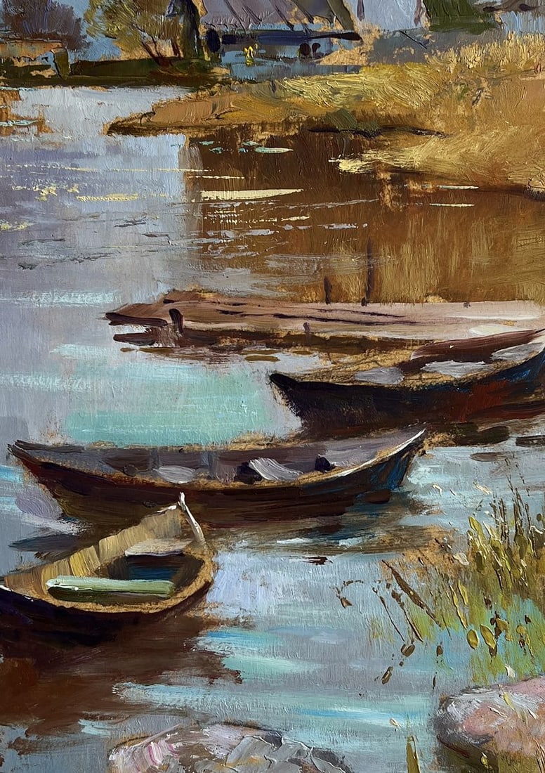 Oil painting There is a boat port in the village Yuriy Suprunchuk - 9
