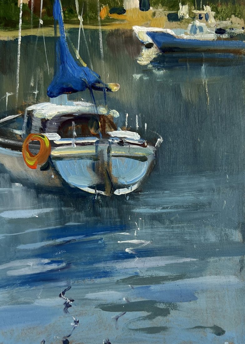 Oil painting Boats off the city coast Yuriy Suprunchuk - 8