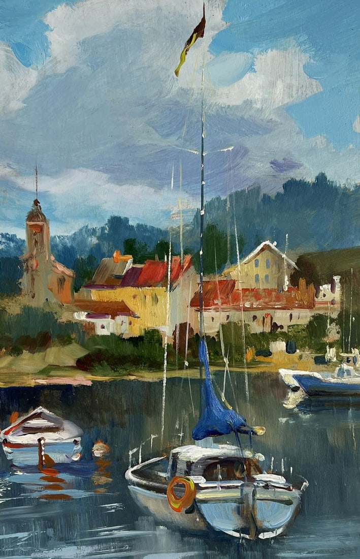 Oil painting Boats off the city coast Yuriy Suprunchuk - 9