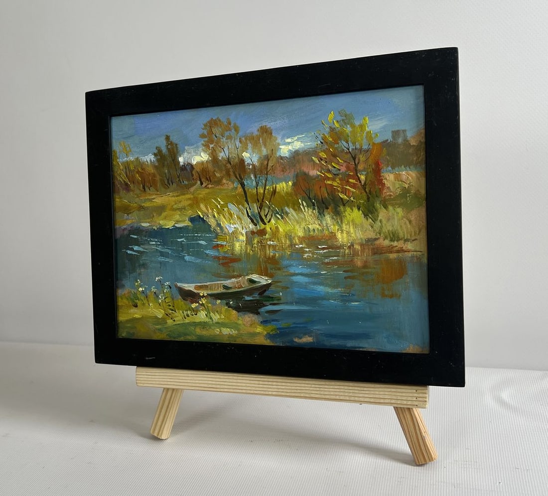 Oil painting River in golden foliage Yuriy Suprunchuk - 2