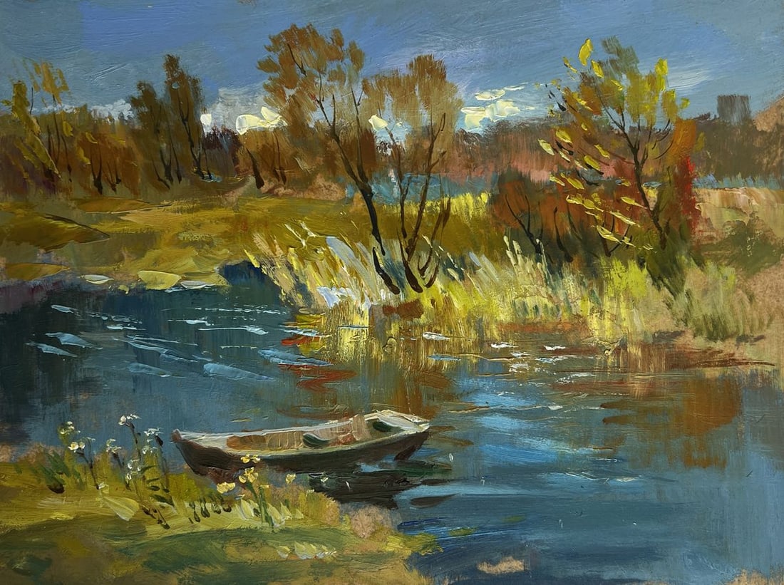 Oil painting River in golden foliage Yuriy Suprunchuk - 3
