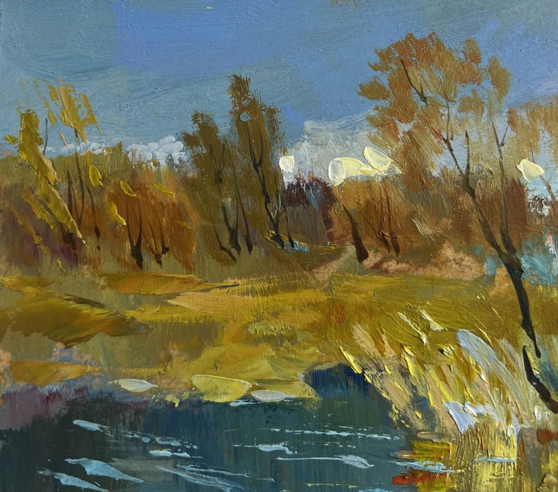 Oil painting River in golden foliage Yuriy Suprunchuk - 6