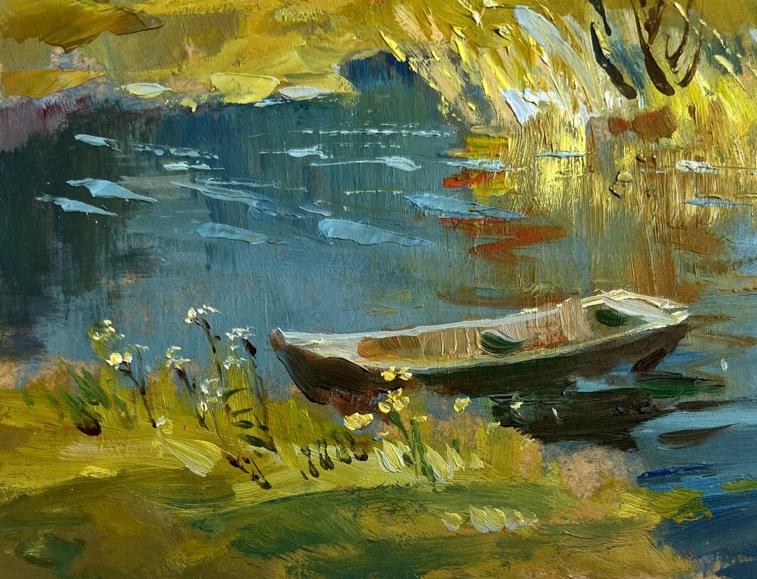 Oil painting River in golden foliage Yuriy Suprunchuk - 7
