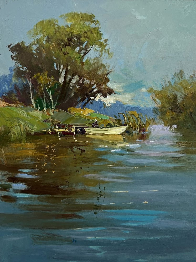 Oil painting Boat ride on the river Yuriy Suprunchuk - 3