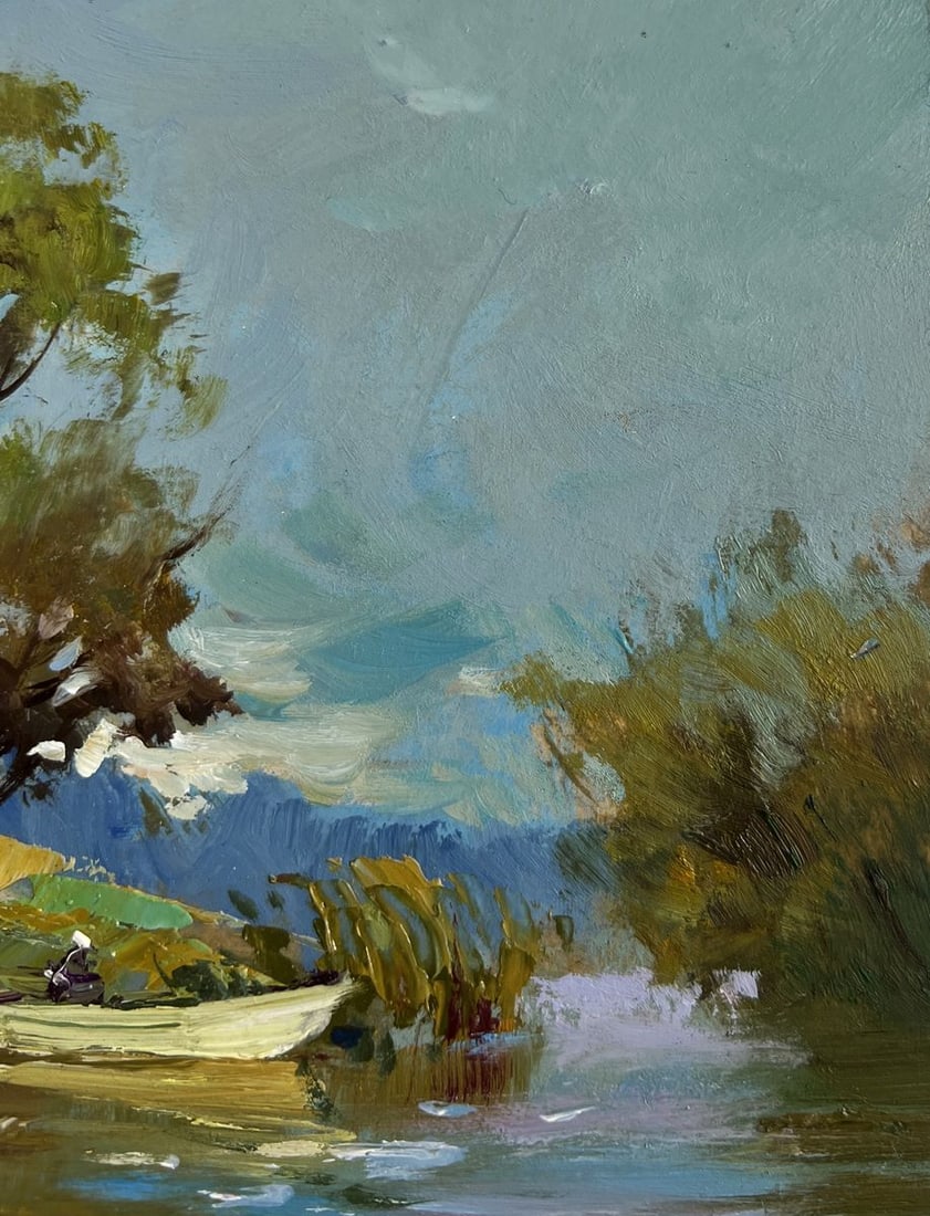 Oil painting Boat ride on the river Yuriy Suprunchuk - 4