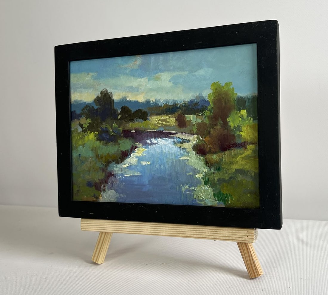 Oil painting Sunset clouds over the river Yuriy Suprunchuk - 2