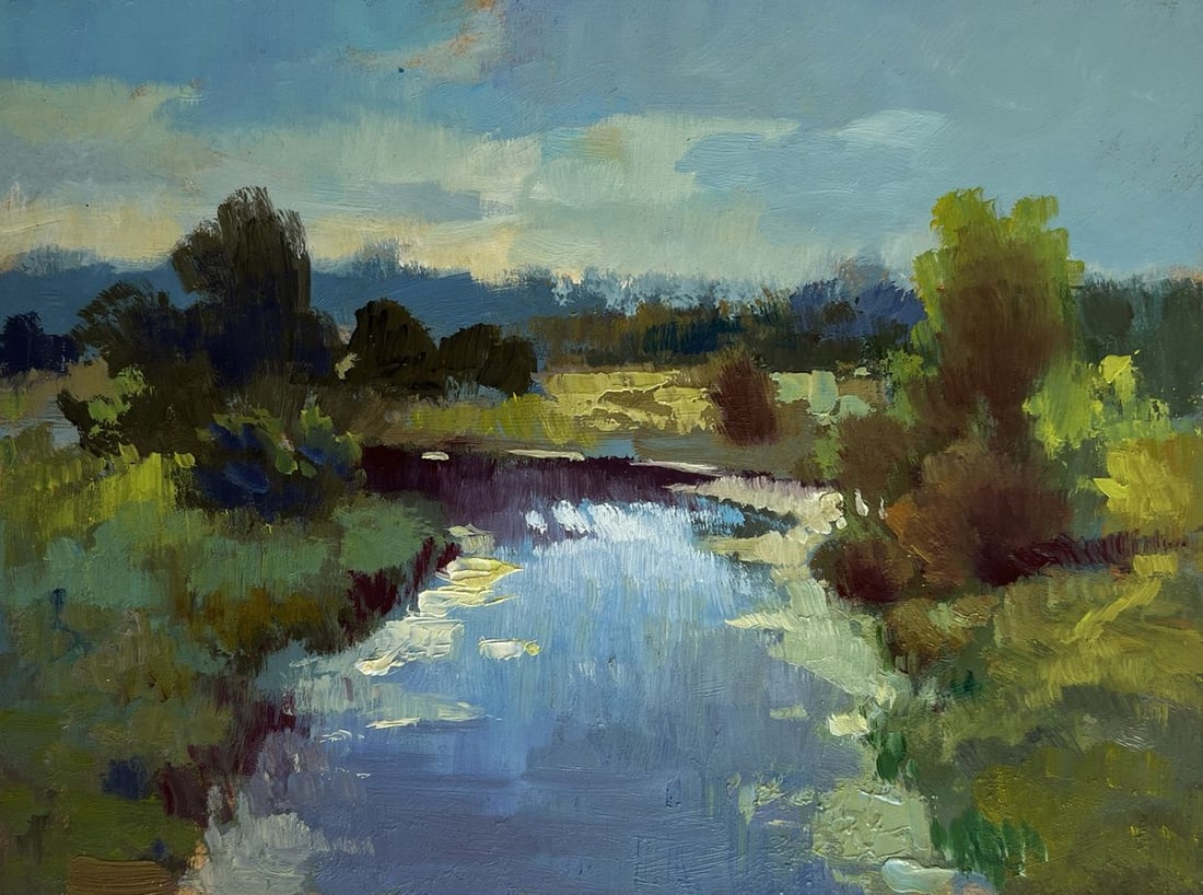 Oil painting Sunset clouds over the river Yuriy Suprunchuk - 3