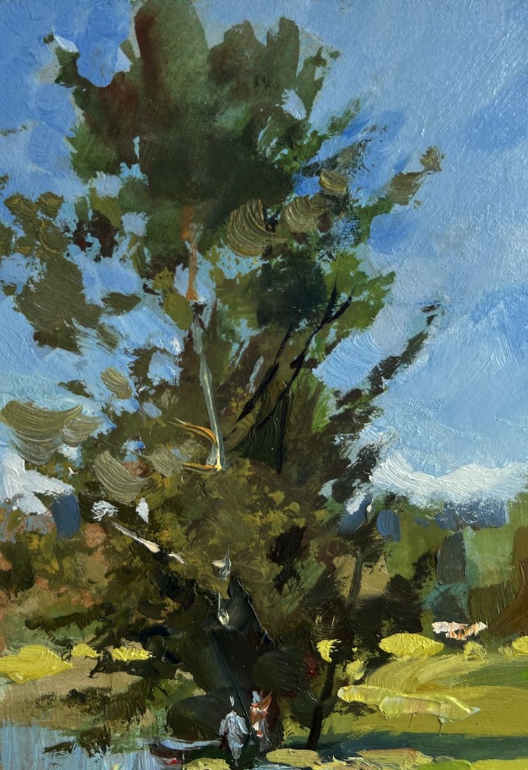 Oil painting A boat by a lonely tree Yuriy Suprunchuk - 5