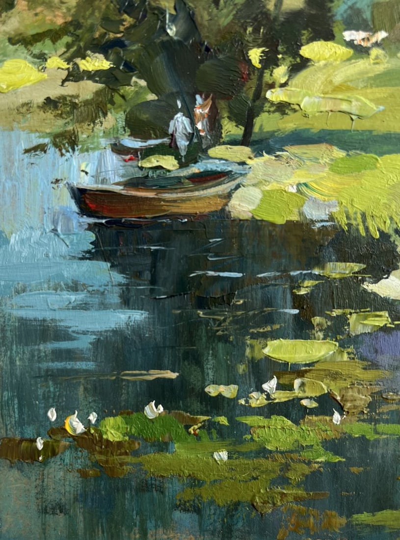 Oil painting A boat by a lonely tree Yuriy Suprunchuk - 6