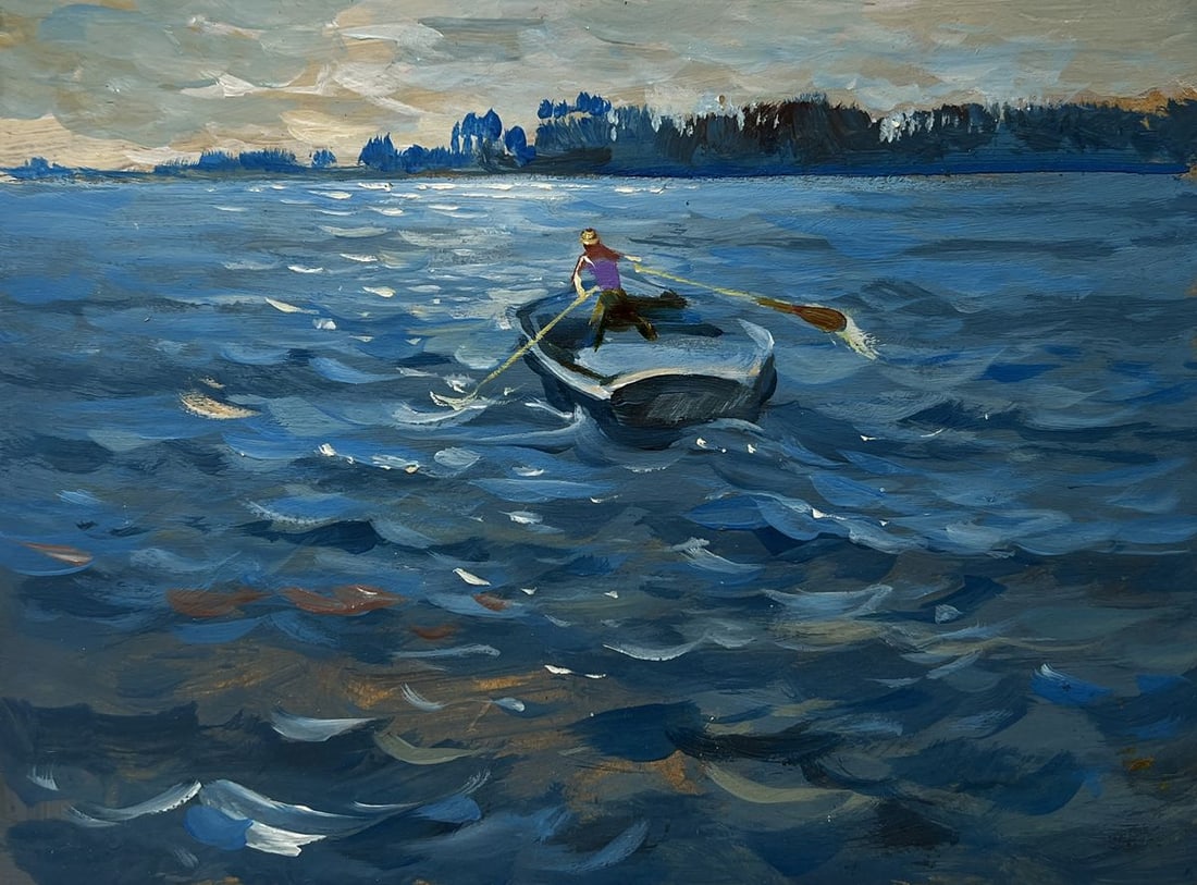 Oil painting In the evening in a boat Yuriy Suprunchuk - 3
