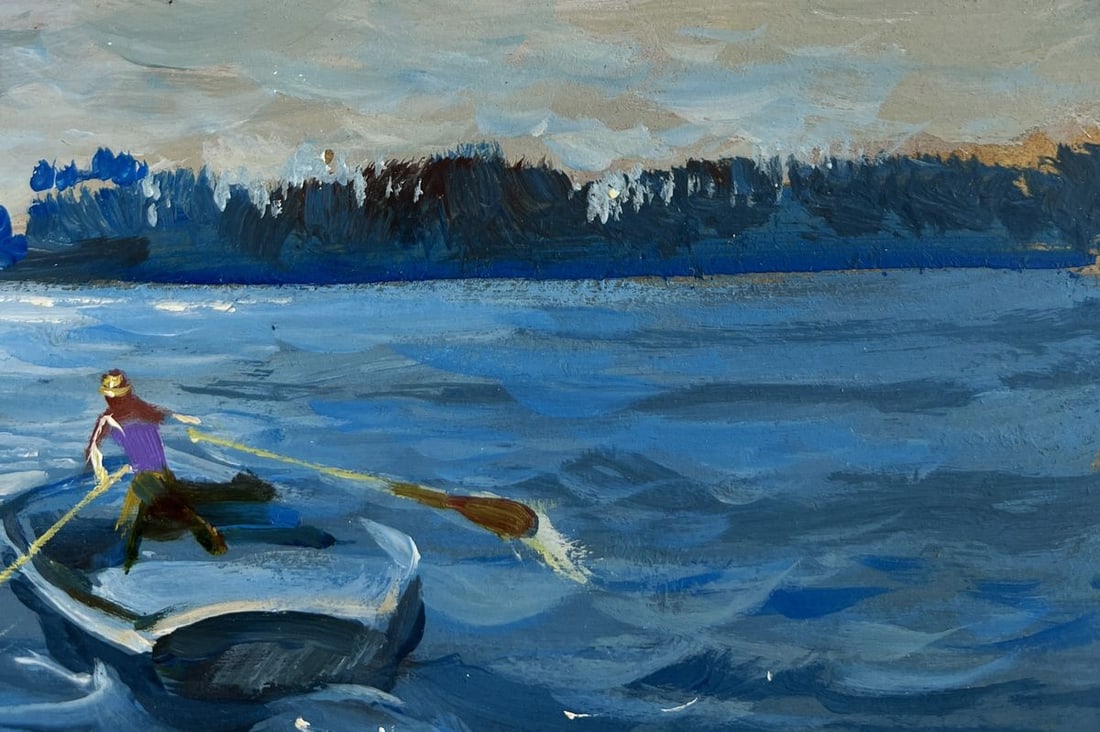 Oil painting In the evening in a boat Yuriy Suprunchuk - 4