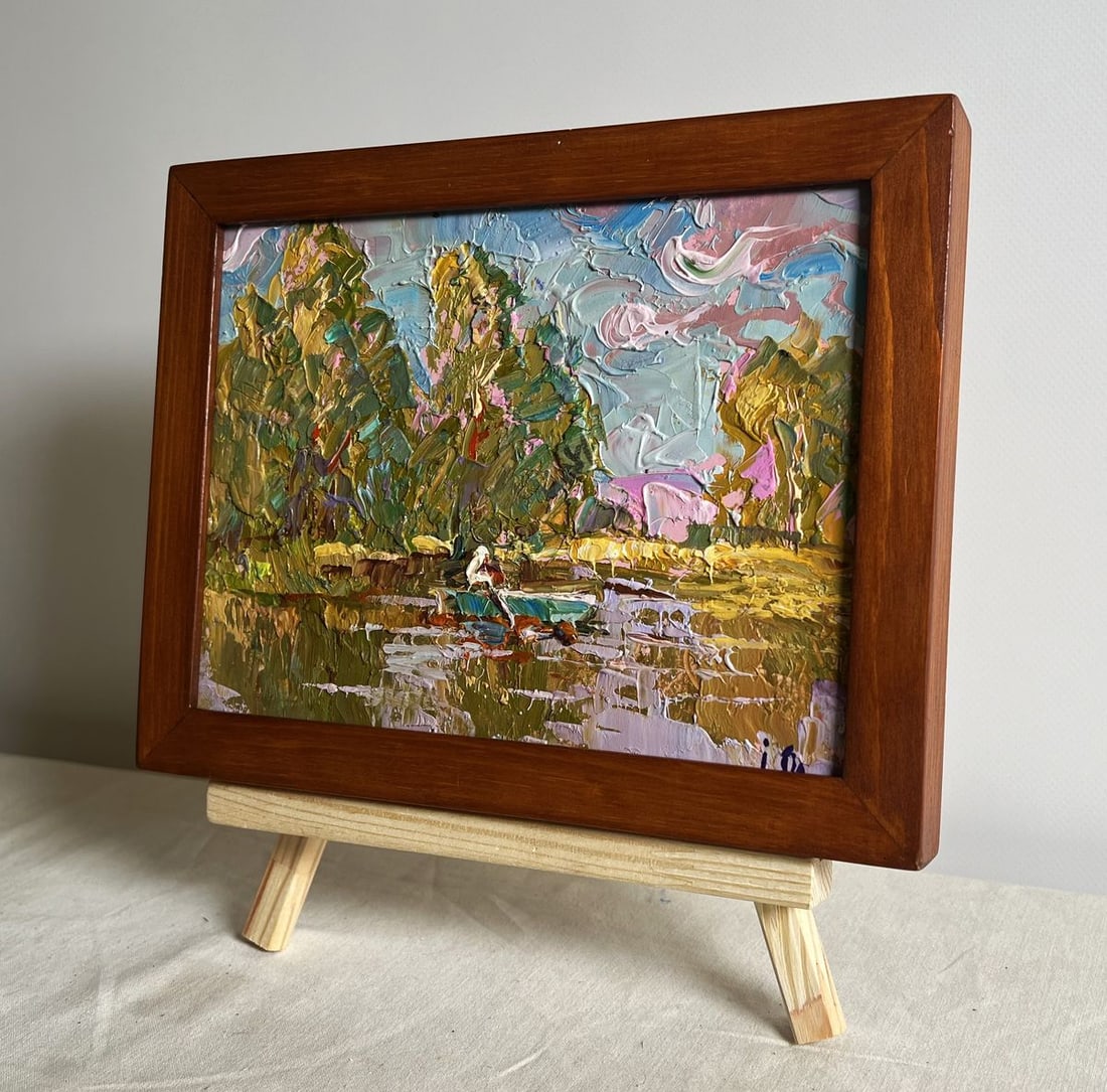 Oil painting Relaxation on a summer river Alex Kalenyuk - 2