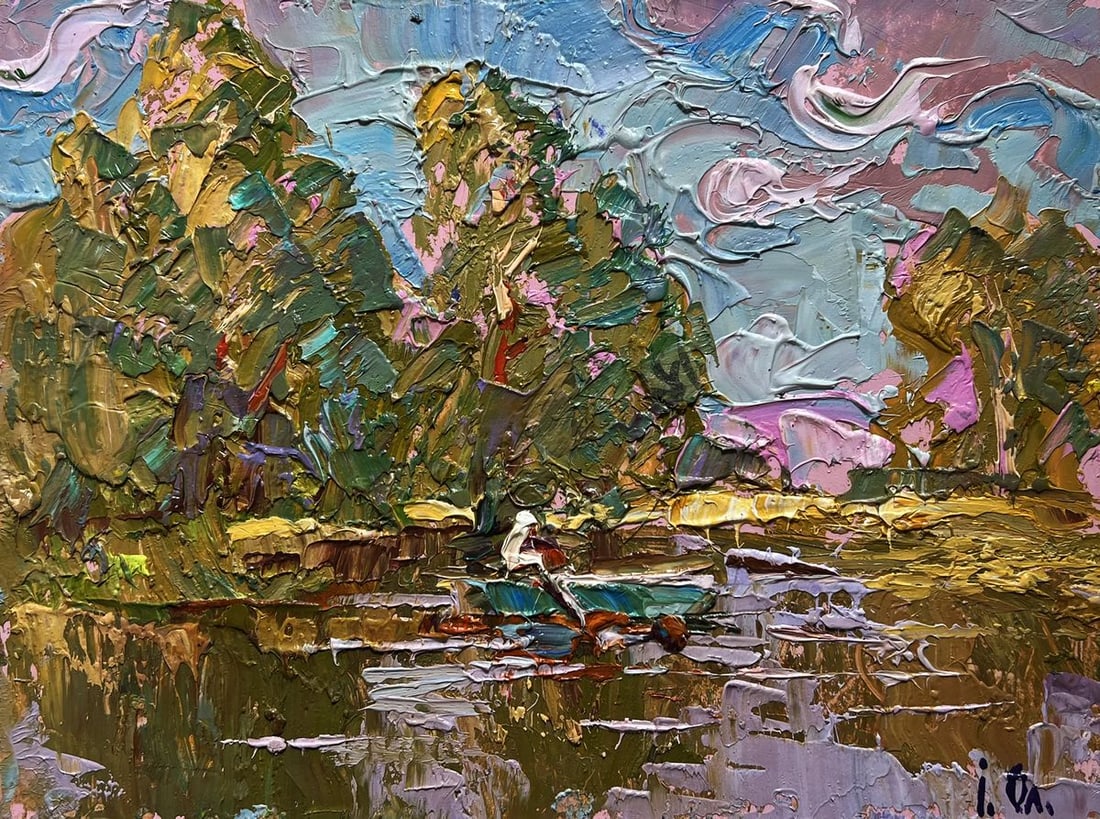 Oil painting Relaxation on a summer river Alex Kalenyuk - 3