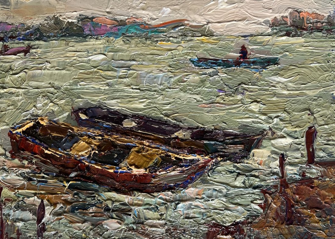 Oil painting Boats near the pier Oksana Kalenyuk - 4