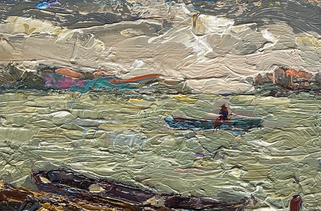 Oil painting Boats near the pier Oksana Kalenyuk - 8