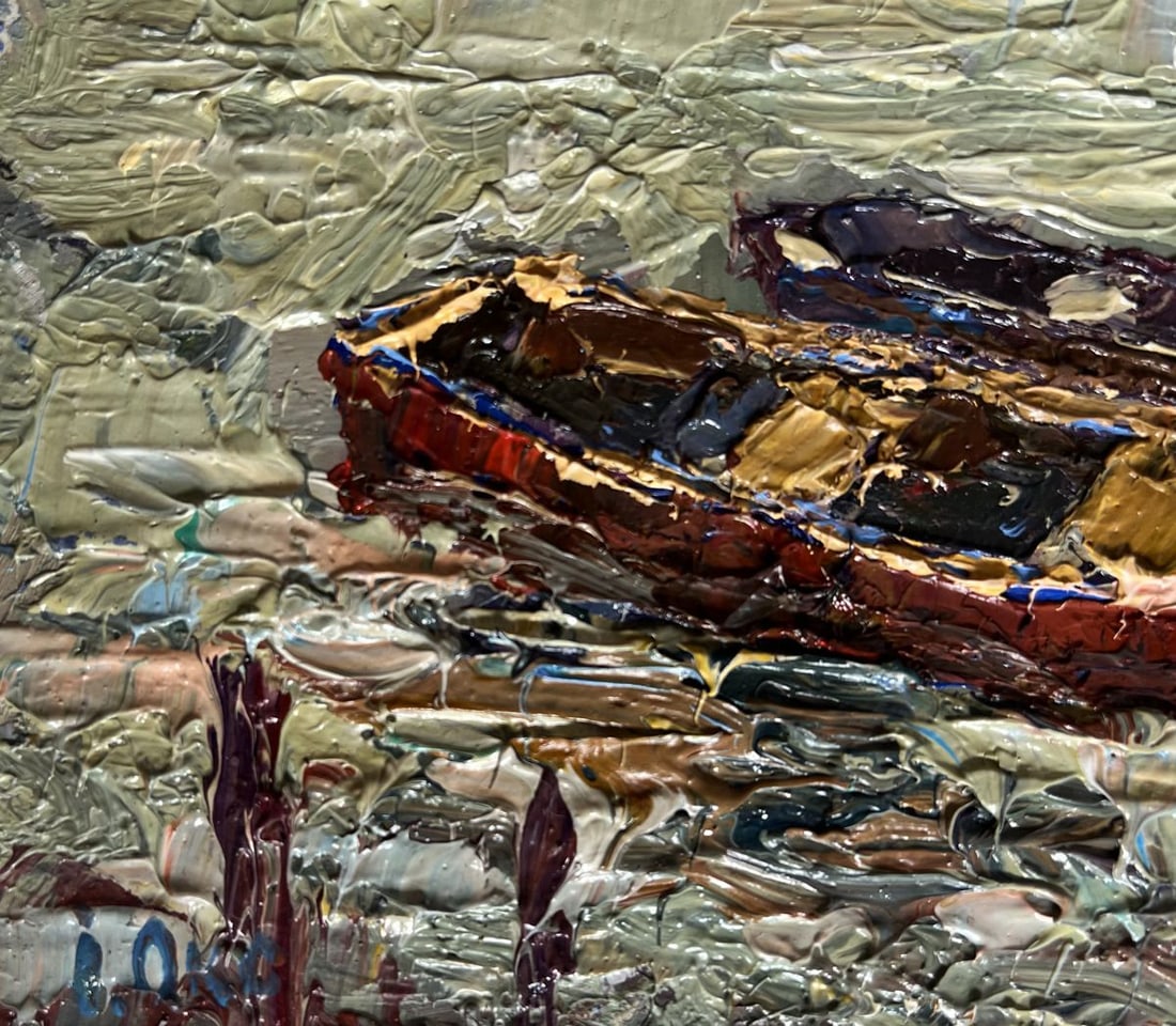 Oil painting Boats near the pier Oksana Kalenyuk - 9