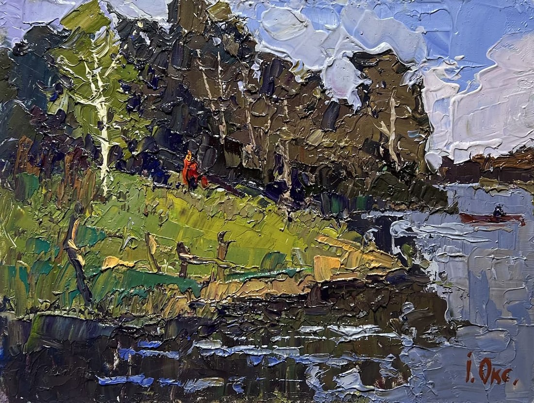Oil painting By boat to the shore Oksana Kalenyuk - 3