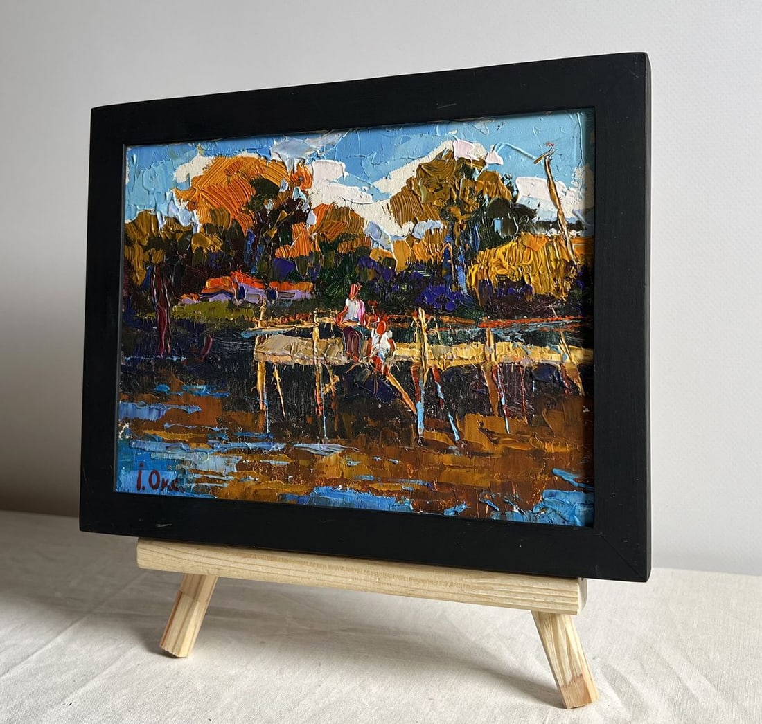 Oil painting Evening freshness by the river Oksana Kalenyuk - 2