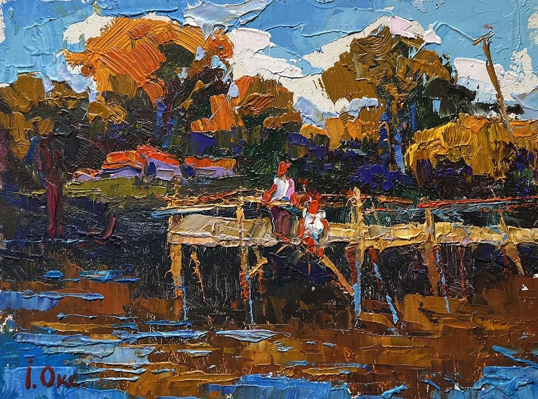 Oil painting Evening freshness by the river Oksana Kalenyuk - 3