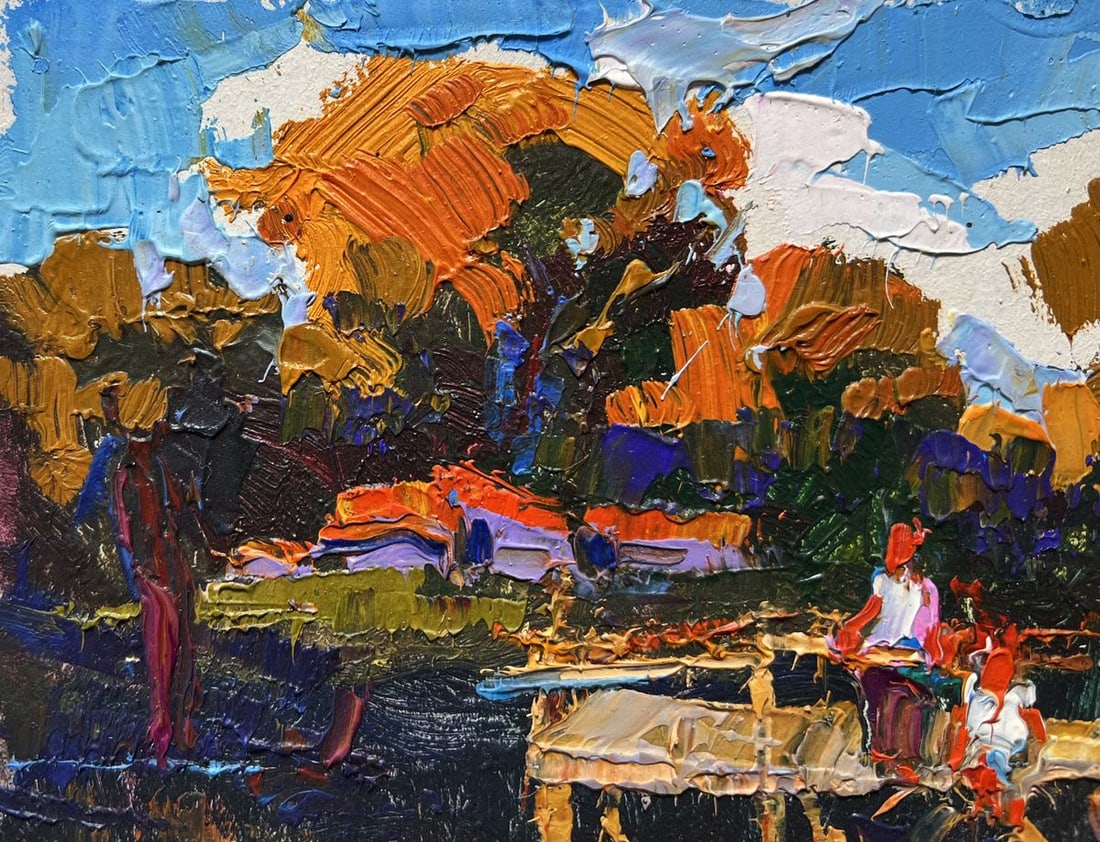 Oil painting Evening freshness by the river Oksana Kalenyuk - 4