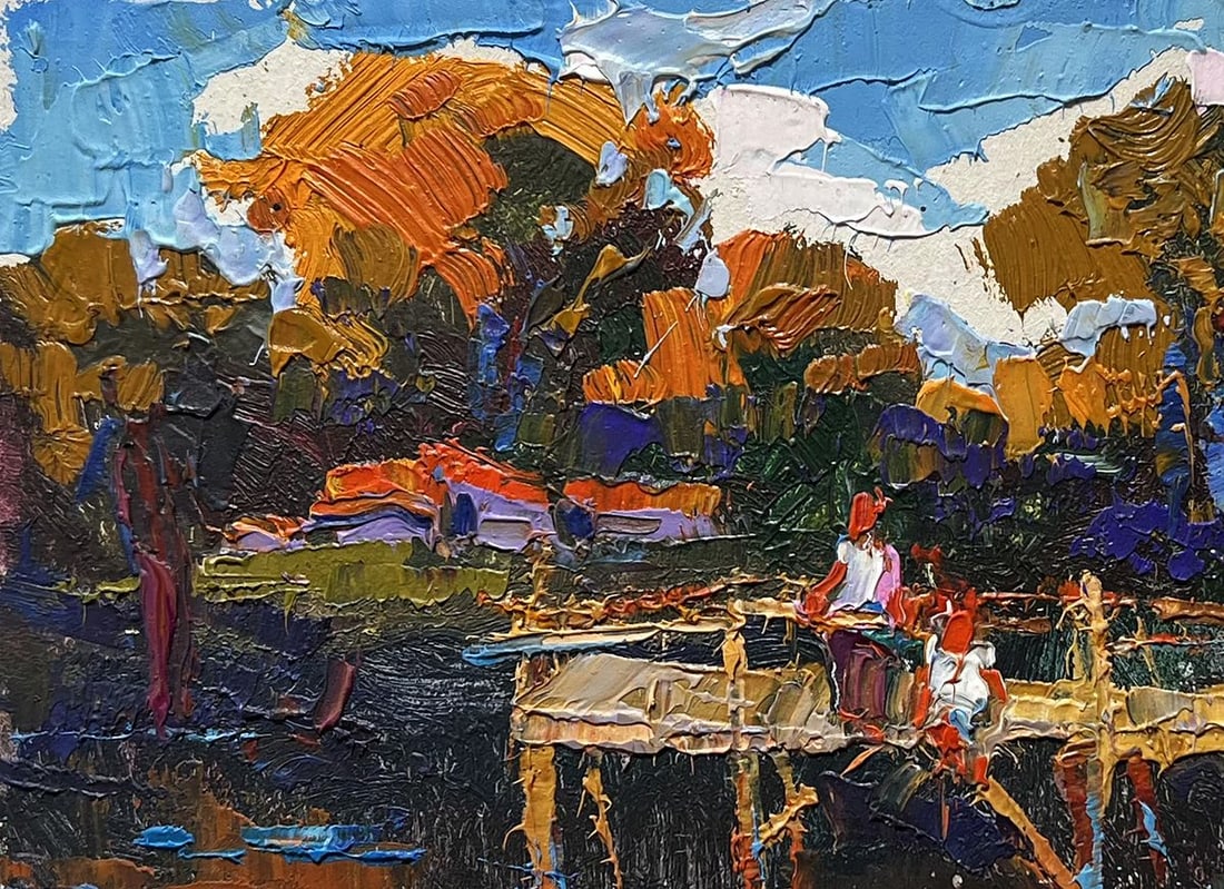 Oil painting Evening freshness by the river Oksana Kalenyuk - 7