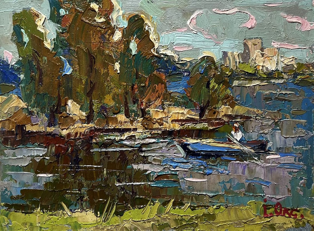 Oil painting Outside the city by boat Oksana Kalenyuk - 3