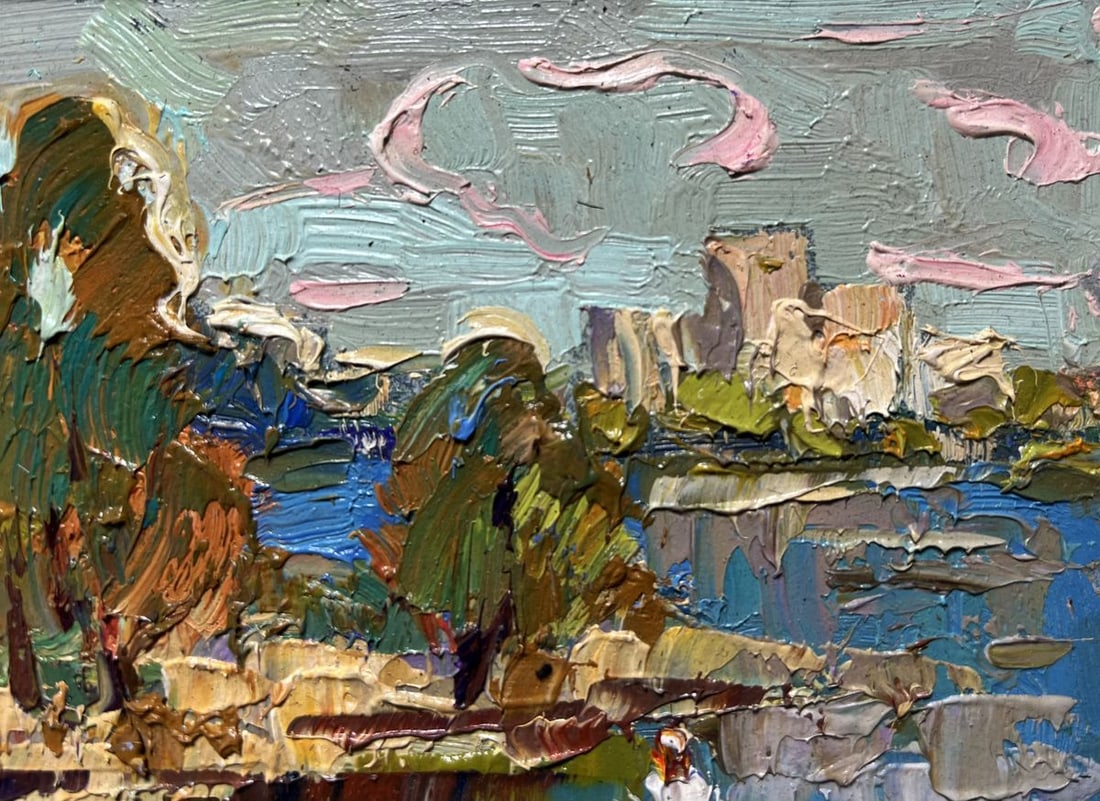 Oil painting Outside the city by boat Oksana Kalenyuk - 6
