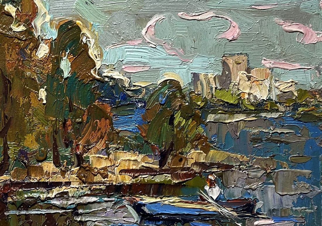 Oil painting Outside the city by boat Oksana Kalenyuk - 8