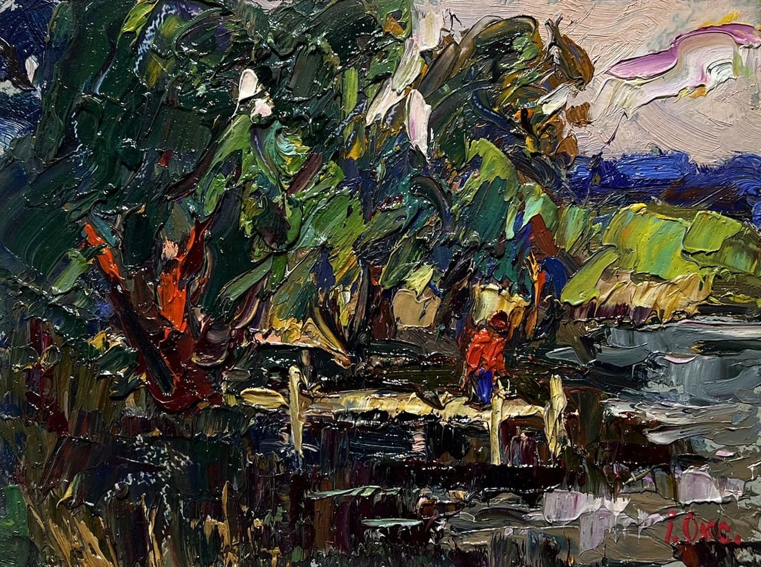 Oil painting Willows by the river Oksana Kalenyuk - 3