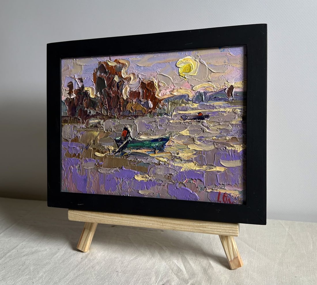 Oil painting The river rose in the village Alex Kalenyuk - 2