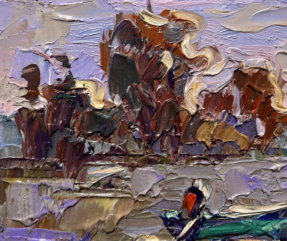 Oil painting The river rose in the village Alex Kalenyuk - 4