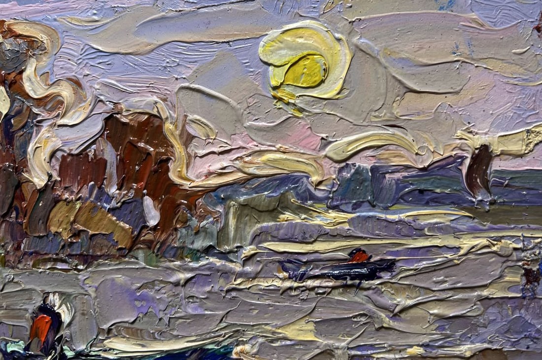 Oil painting The river rose in the village Alex Kalenyuk - 6