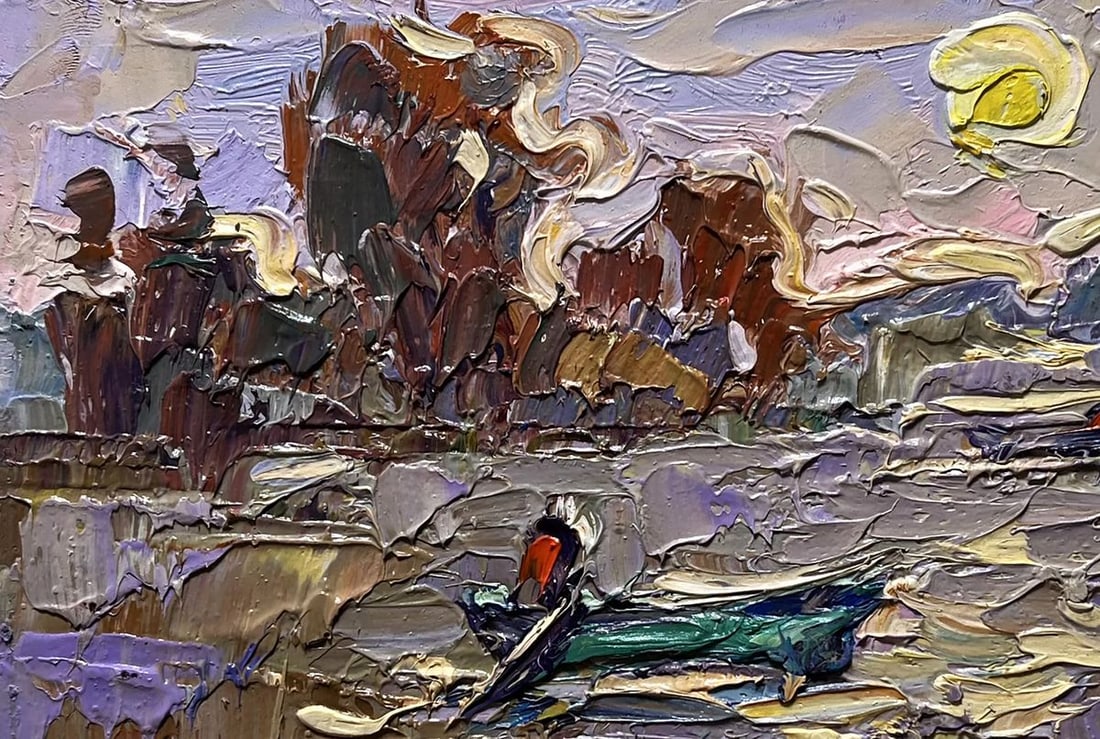 Oil painting The river rose in the village Alex Kalenyuk - 7