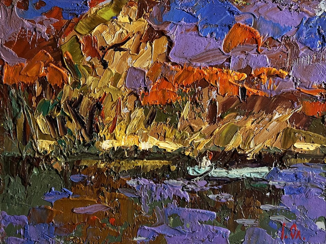 Oil painting Fishing in autumns Alex Kalenyuk - 3