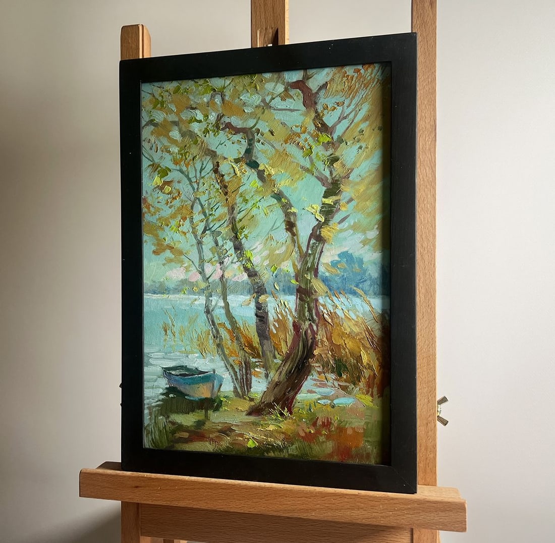 Oil painting Windy weather by the river Yuriy Suprunchuk - 2