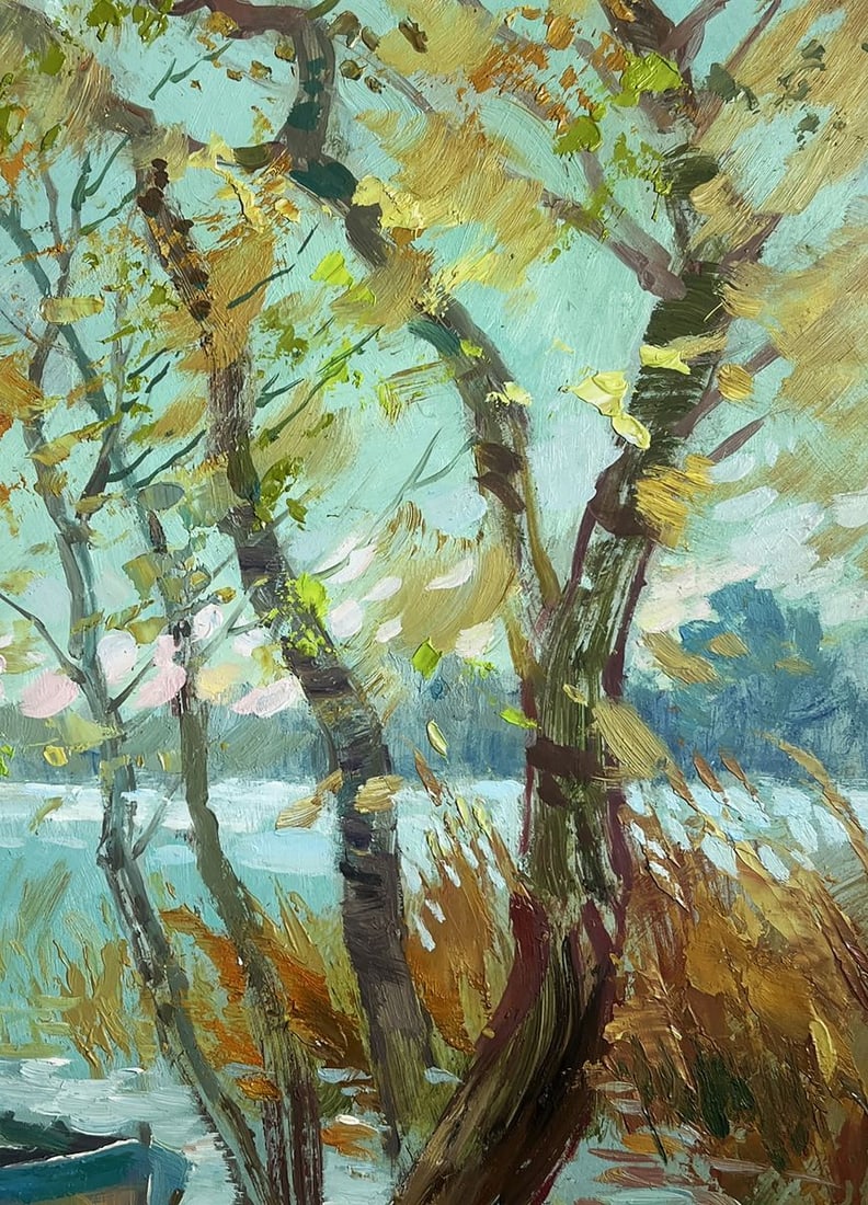 Oil painting Windy weather by the river Yuriy Suprunchuk - 9