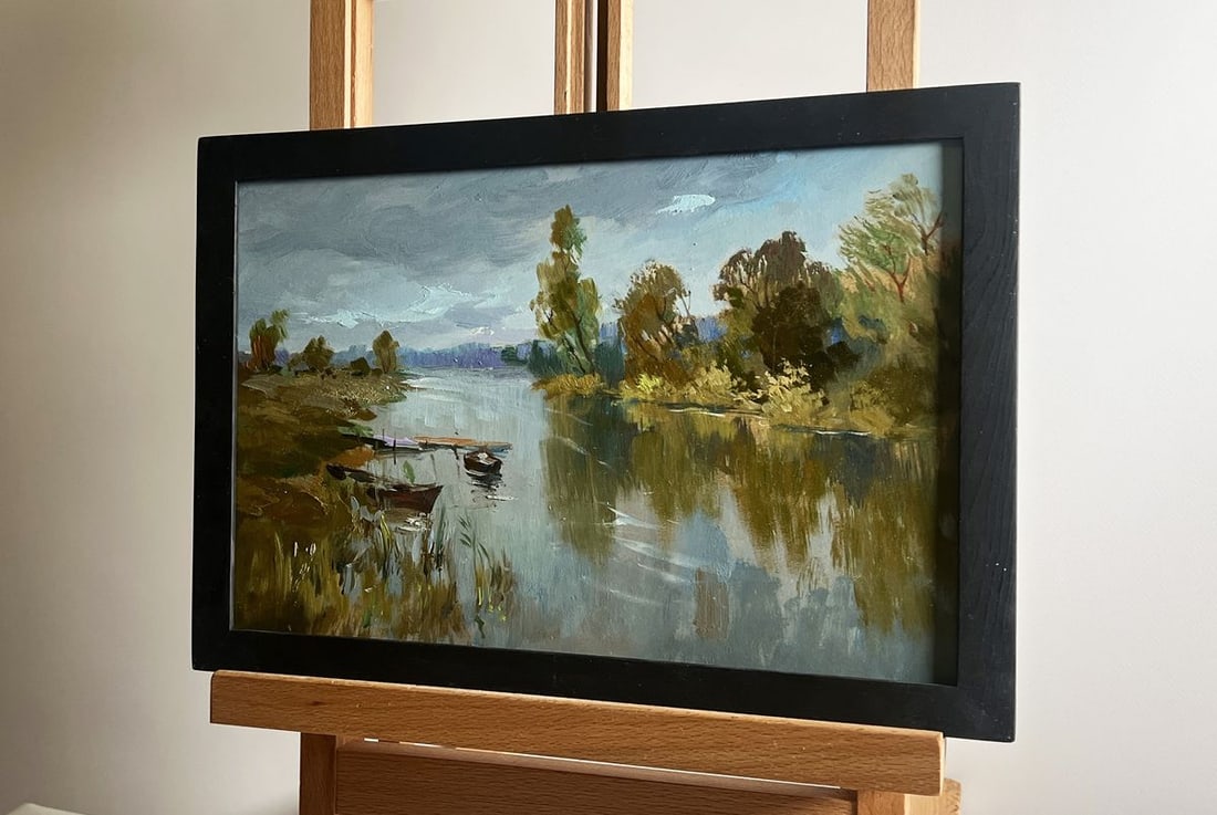 Oil painting Ferry on a long river Yuriy Suprunchuk - 2