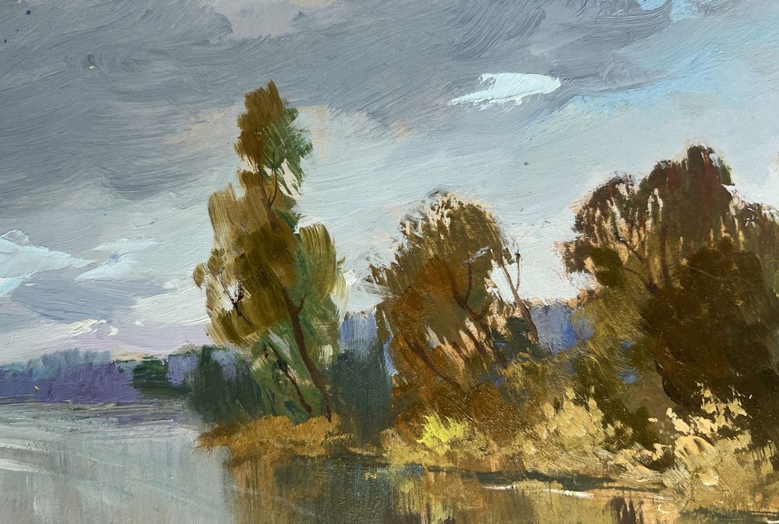 Oil painting Ferry on a long river Yuriy Suprunchuk - 5