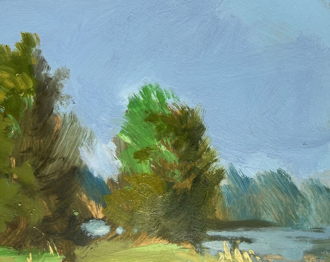 Oil painting A downpour is approaching by the river Yuriy Suprunchuk - 4