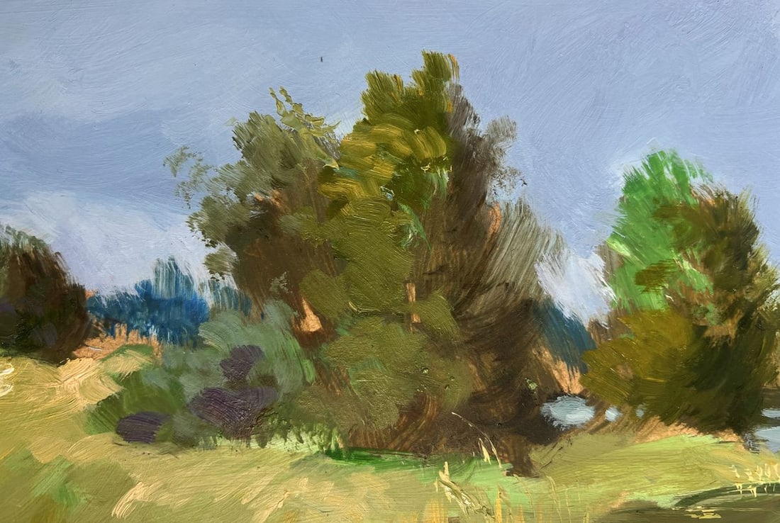 Oil painting A downpour is approaching by the river Yuriy Suprunchuk - 5