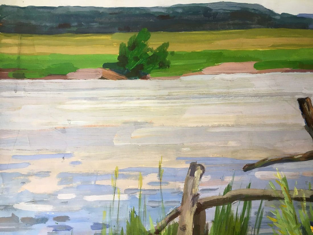 Gouache painting River landscape Chernikov Vladimir Mikhailovich - 5
