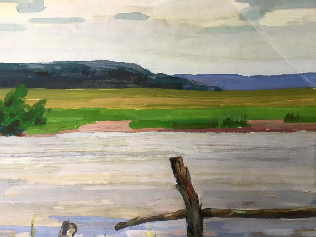 Gouache painting River landscape Chernikov Vladimir Mikhailovich - 6