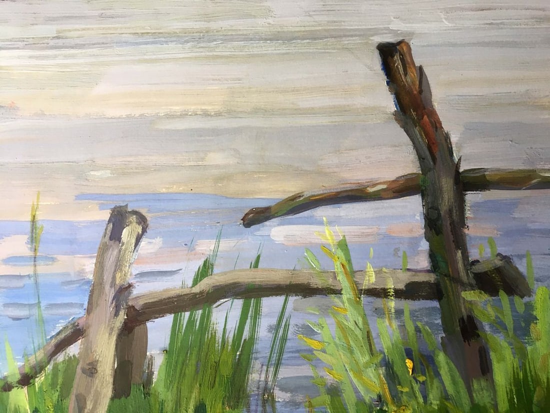 Gouache painting River landscape Chernikov Vladimir Mikhailovich - 8