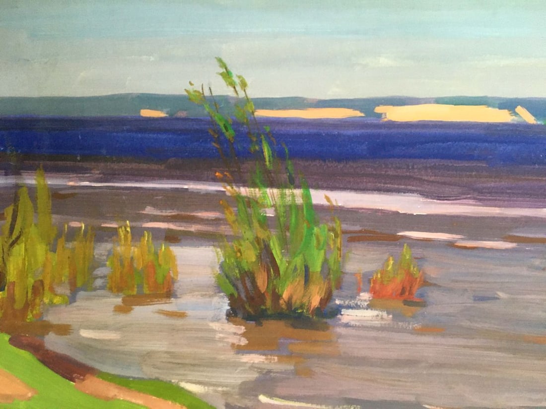 Gouache painting River landscape Chernikov Vladimir Mikhailovich - 3