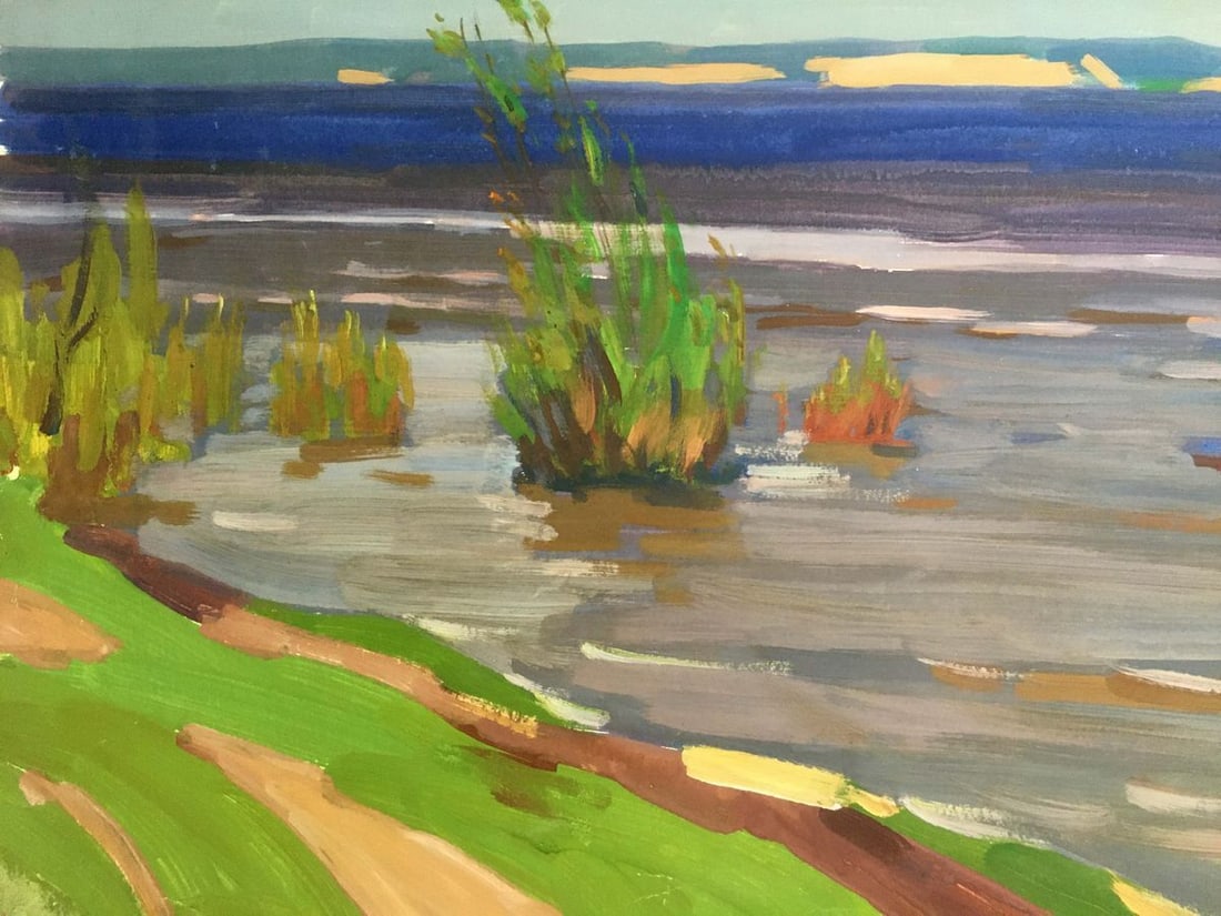 Gouache painting River landscape Chernikov Vladimir Mikhailovich - 5