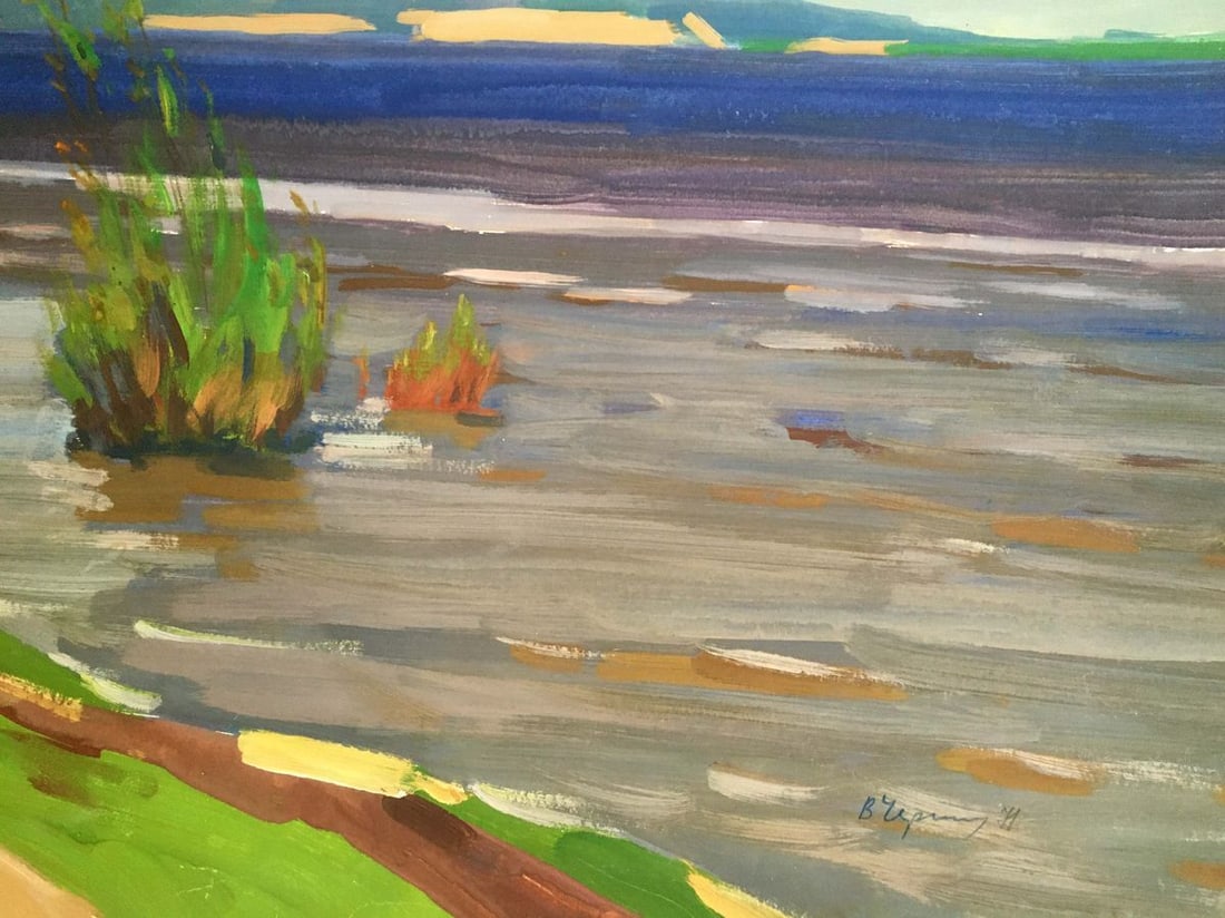 Gouache painting River landscape Chernikov Vladimir Mikhailovich - 9